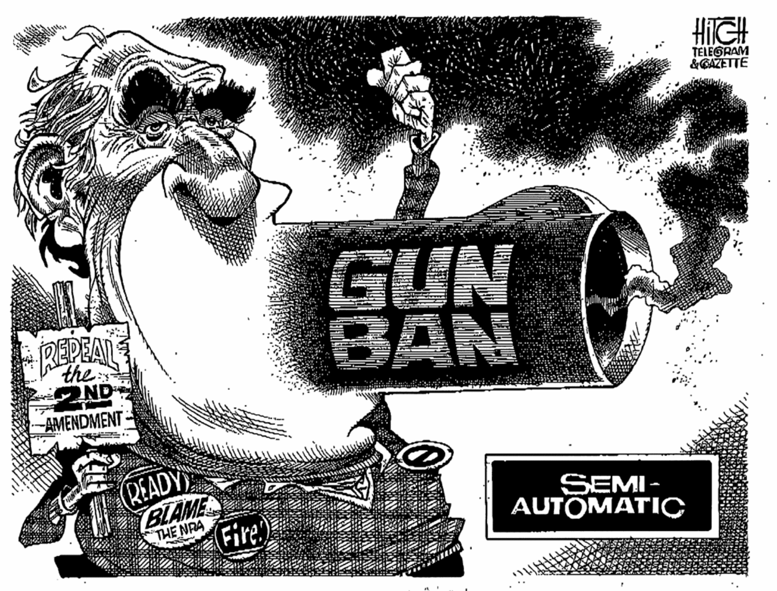 Design OCR: TELEGRAM &GAŽETTE GUN BAN REPEAL the 2 ND -AMENDMENT - (READY BLAME (Fire SEMI- AUTOMATIC THE NRA TELEGRAM &GAŽETTE GUN BAN REPEAL the 2 ND -AMENDMENT - (READY BLAME (Fire SEMI- AUTOMATIC THE NRA