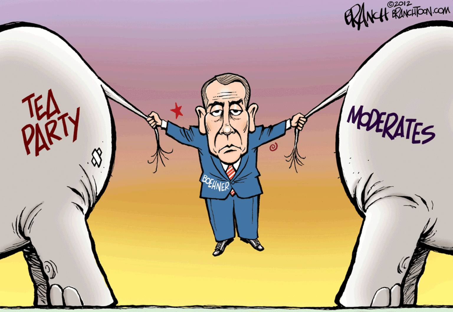 Animated cartoon OCR: ©2012 RANCHTON.COM TEA PARTY MODERATES BOEHNER ©2012 RANCHTON.COM TEA PARTY MODERATES BOEHNER