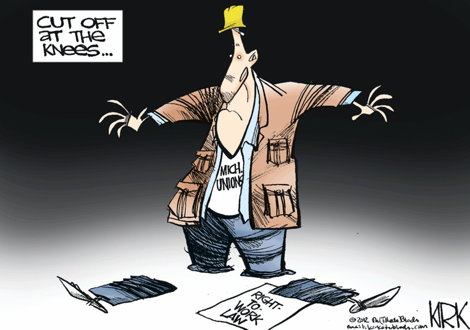 Fiction OCR: CUT OFF ?? THe KNEES.. MICH UNIONS RIGHT- TO WORK onaik.kinstubladn.con NK K LÄW CUT OFF ?? THe KNEES.. MICH UNIONS RIGHT- TO WORK onaik.kinstubladn.con NK K LÄW