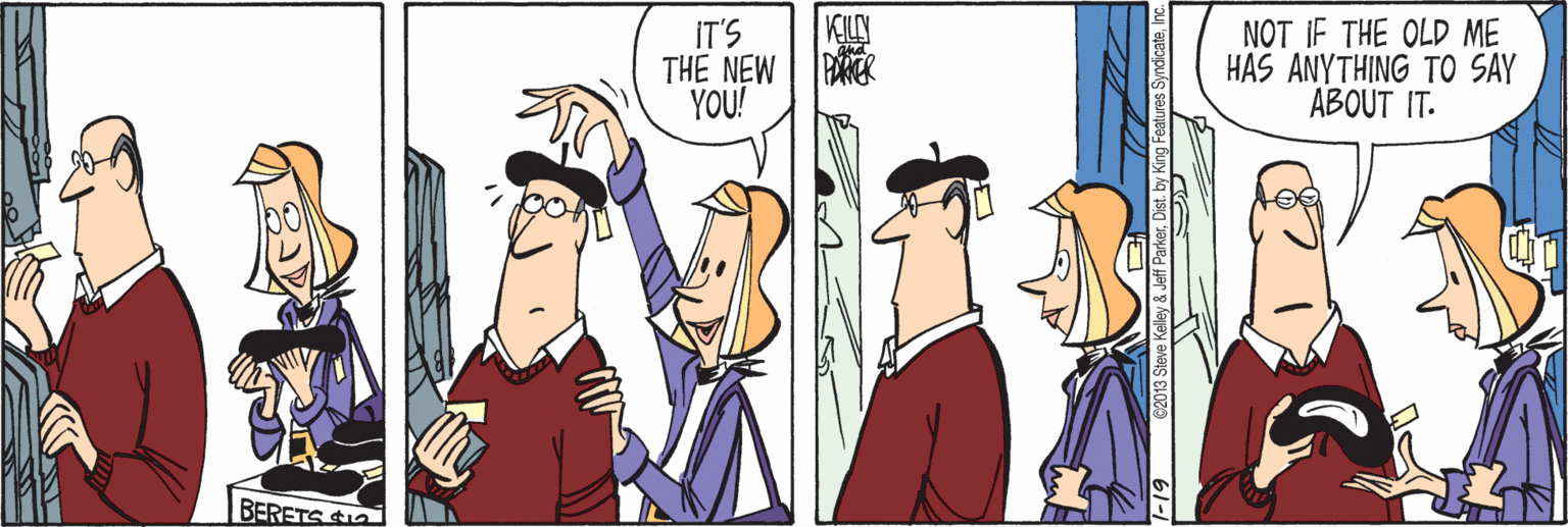 Animated cartoon OCR: KILY NOT IF THE OLD ME HAS ANYTHING TO SAY ABOUT IT. IT'S THE NEW PAMER YOU! BERETS t1a 2013 Sleve Kelley & Jeff Parker-19 KILY NOT IF THE OLD ME HAS ANYTHING TO SAY ABOUT IT. IT'S THE NEW PAMER YOU! BERETS t1a 2013 Sleve Kelley & Jeff Parker