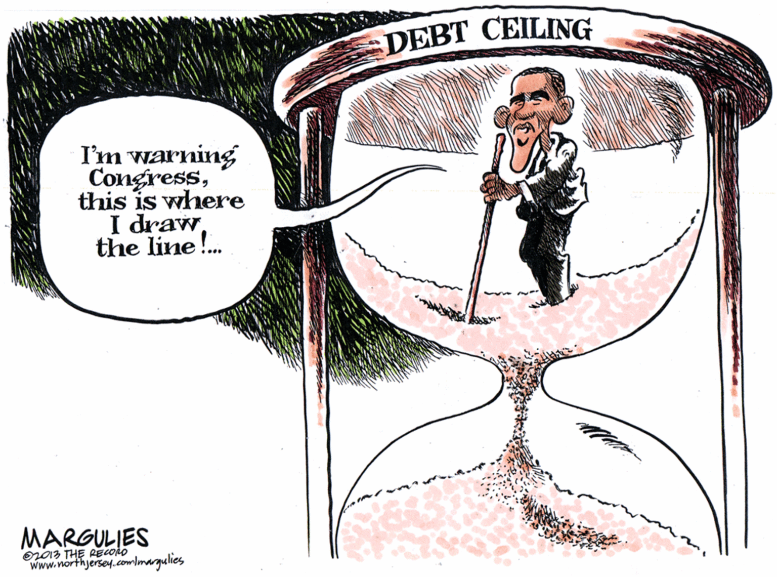 Line art OCR: DEBT CEILING I'm warning Congressthis is where I drawthe line!. MARGULIES Or03 THE RECOro www.northjersey.com/margulies DEBT CEILING I'm warning Congressthis is where I drawthe line!. MARGULIES Or03 THE RECOro www.northjersey.com/margulies