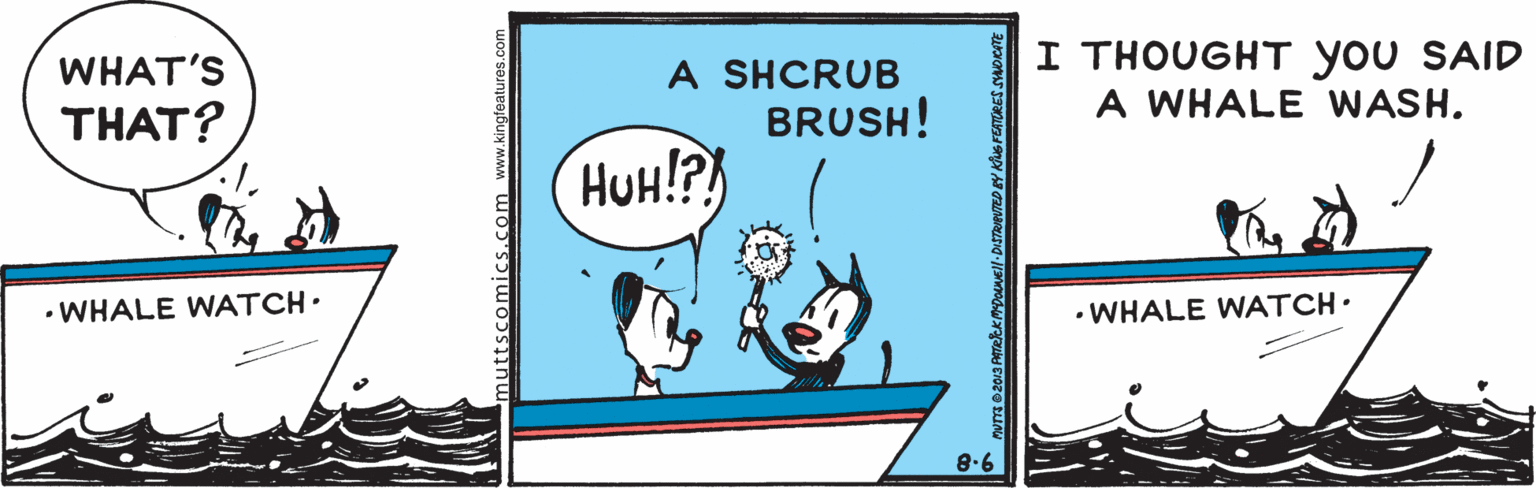 Sharing OCR: I THOUGHT you SAID A WHALE WASH. WHAT'S THAT? A SHCRUB BRUSH! HUH!?) • WHALE WATCH• • WHALE WATCH: 8.6 ttscomics.c FERTERES SYWORTE I THOUGHT you SAID A WHALE WASH. WHAT'S THAT? A SHCRUB BRUSH! HUH!?) • WHALE WATCH• • WHALE WATCH: 8.6 ttscomics.c FERTERES SYWORTE