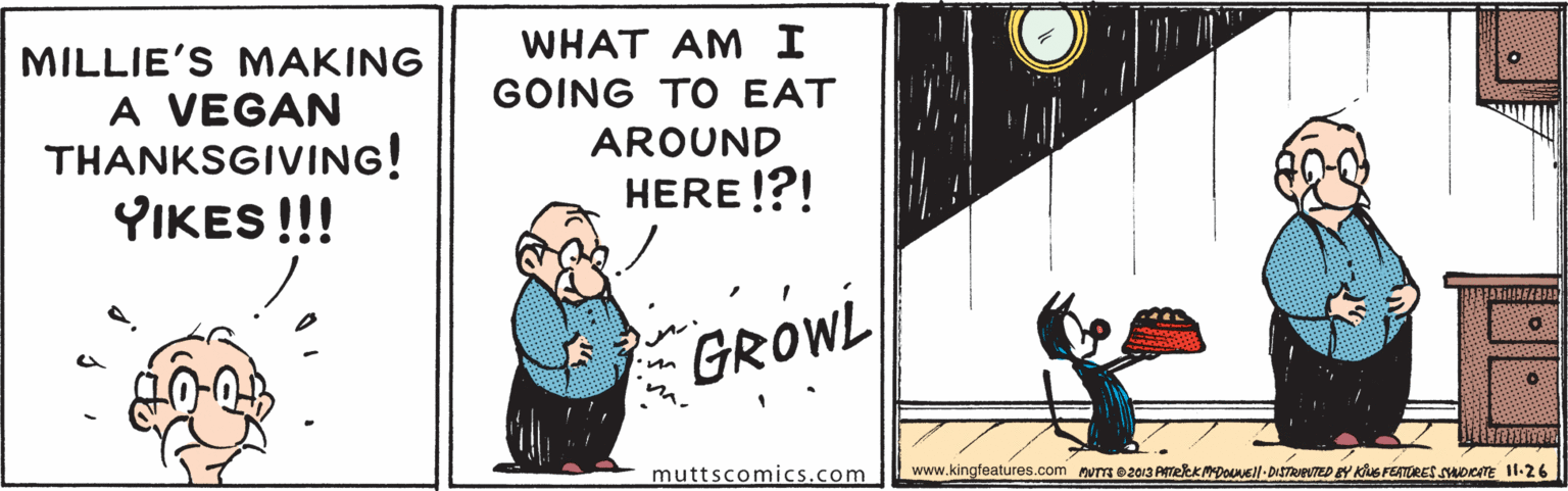 Sharing OCR: WHAT AM I MILLIE'S MAKING A VEGAN THANKSGIVING! YIKES !!! GOING TO EAT AROUND HERE !?! GROWL wn. muttscomics.com www.kingfeatures.com v 02013 AtekkMDouns!l-DISTevTED Y Kus FEATORES ADICATE II-26 WHAT AM I MILLIE'S MAKING A VEGAN THANKSGIVING! YIKES !!! GOING TO EAT AROUND HERE !?! GROWL wn. muttscomics.com www.kingfeatures.com v 02013 AtekkMDouns!l-DISTevTED Y Kus FEATORES ADICATE II-26