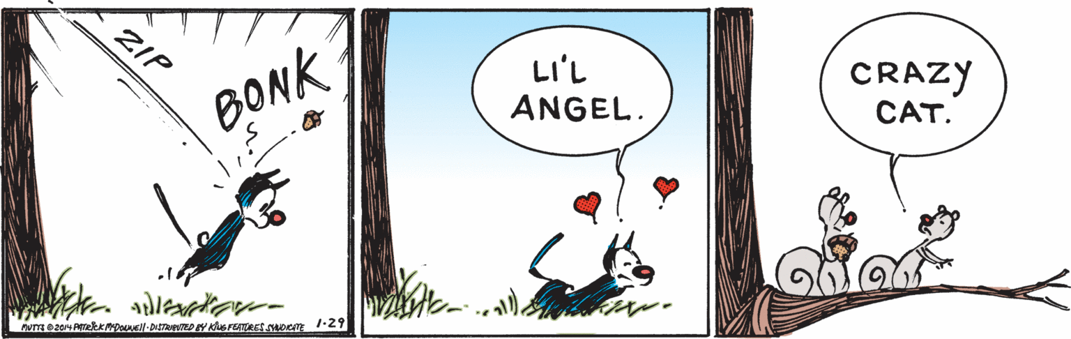 Illustration OCR: CRAZY CAT. ZIP LI'L ANGEL. BONK CRAZY CAT. ZIP LI'L ANGEL. BONK