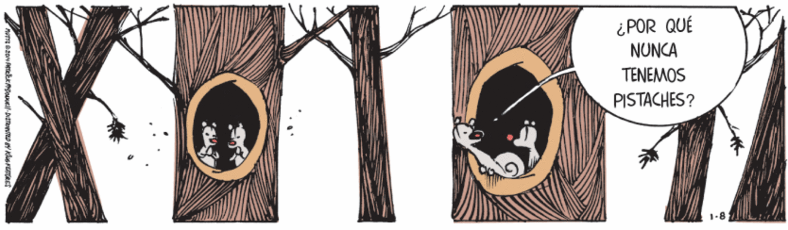 Drawing OCR: ¿POR QUÉ NUNCA TENEMOS PISTACHES? ¿POR QUÉ NUNCA TENEMOS PISTACHES?