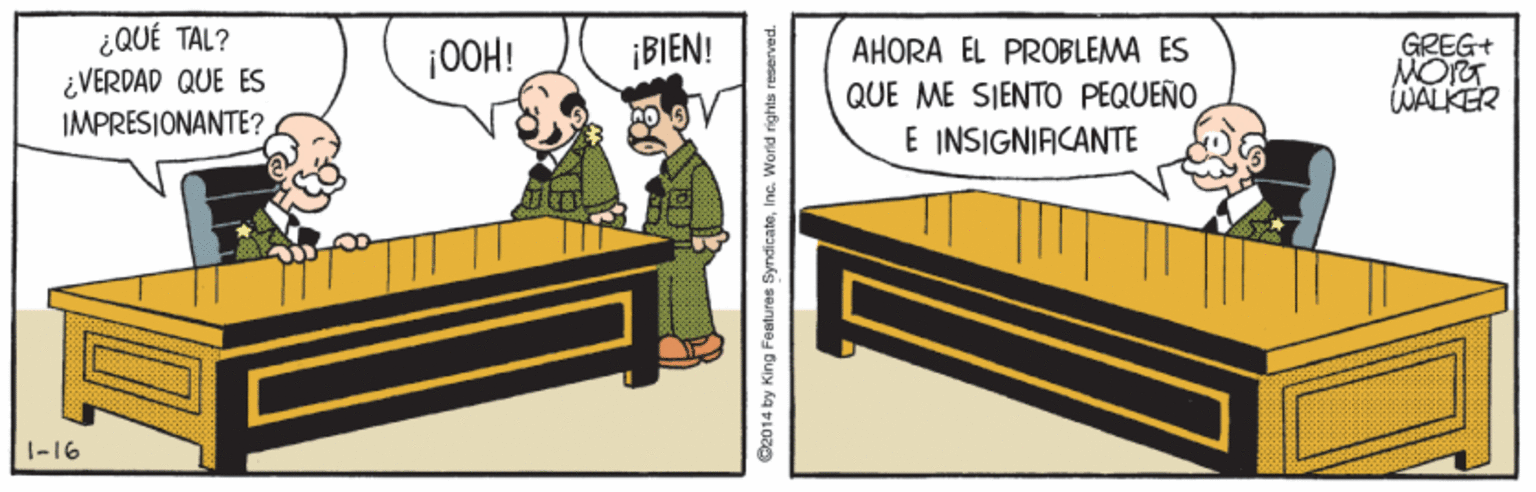 Room OCR: ¿QUÉ TAL? ¿VERDAD QUE ES IMPRESIONANTE? GREG+ MORT WALKER ¡BIEN! AHORA EL PROBLEMA ES QUE ME SIENTO PEQUEÑO E INSIGNIACANTE |00H! 1-16 O2014 by King Features SyndicateInc. World rights reserver ¿QUÉ TAL? ¿VERDAD QUE ES IMPRESIONANTE? GREG+ MORT WALKER ¡BIEN! AHORA EL PROBLEMA ES QUE ME SIENTO PEQUEÑO E INSIGNIACANTE |00H! 1-16 O2014 by King Features SyndicateInc. World rights reserver