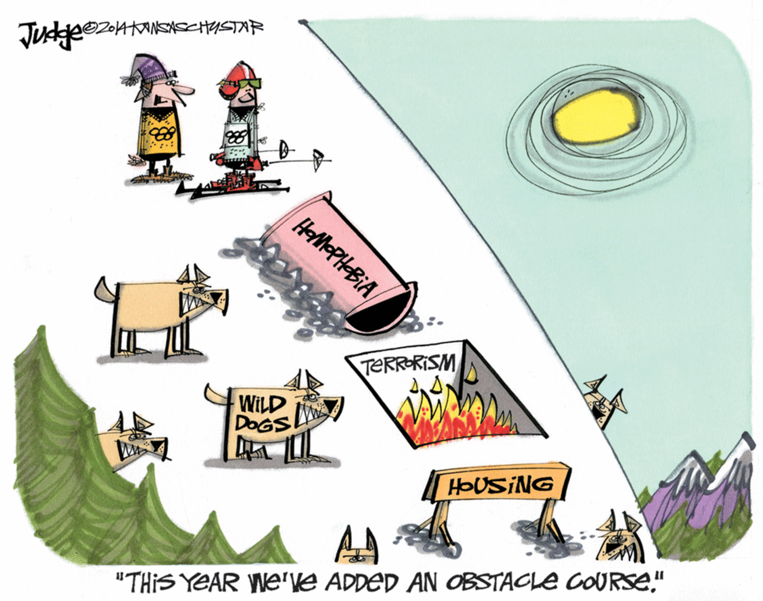 Logo OCR: HeM-PH-BiA TERRERISM WILD DOGS HOUSING "THIS YEAR We've ADDED AN OBSTACLE COURSE." HeM-PH-BiA TERRERISM WILD DOGS HOUSING "THIS YEAR We've ADDED AN OBSTACLE COURSE."