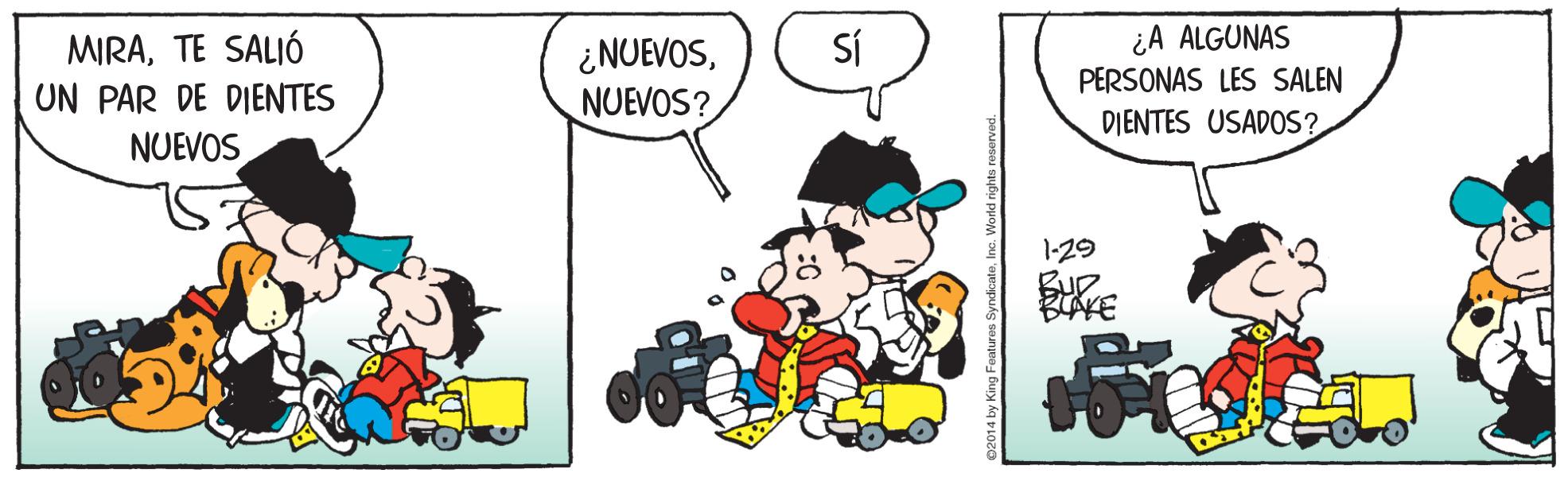 Line OCR: SÍ ¿A ALGUNAS PERSONAS LES SALEN MIRATE SALIÓ UN PAR DE DIENTES NUEVOS ¿NUEVOSNUEVOS? DIENTES USADOS? 1-29 SÍ ¿A ALGUNAS PERSONAS LES SALEN MIRATE SALIÓ UN PAR DE DIENTES NUEVOS ¿NUEVOSNUEVOS? DIENTES USADOS? 1-29