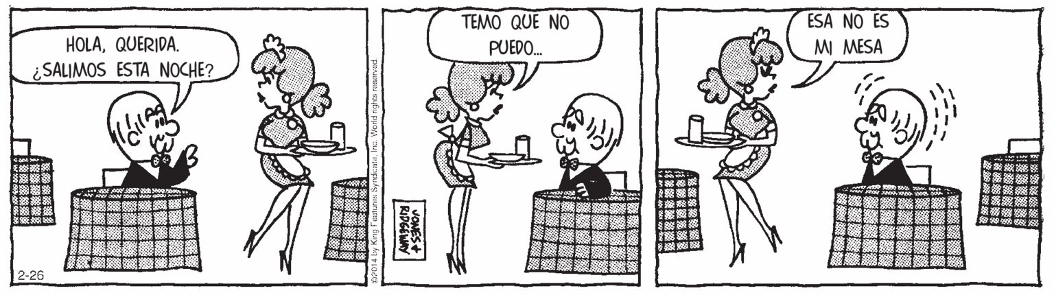 Human OCR: ESA NO ES MI MESA TEMO QUE NO HOLAQUERIDA. PUEDO. ¿SALIMOS ESTA NOCHE? |2-26 ESA NO ES MI MESA TEMO QUE NO HOLAQUERIDA. PUEDO. ¿SALIMOS ESTA NOCHE? |2-26