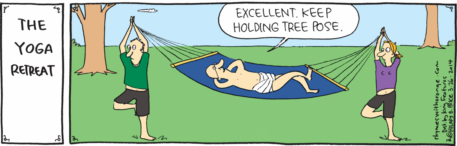 Illustration OCR: EXCELLENT. KEEP HOLDING TREE POSE. THE YOGA RETREAT HILAPY 6. PAICE 3.26.2014 EXCELLENT. KEEP HOLDING TREE POSE. THE YOGA RETREAT HILAPY 6. PAICE 3.26.2014
