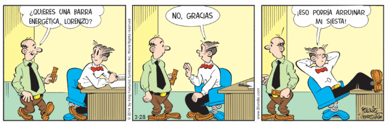 Conversation OCR: ¿QUIERES UNA BARRA ENERGÉTICALORENZO? ESO PODRÍA ARRUINAR MI SJESTA! NOGRACIAS ¿QUIERES UNA BARRA ENERGÉTICALORENZO? ESO PODRÍA ARRUINAR MI SJESTA! NO