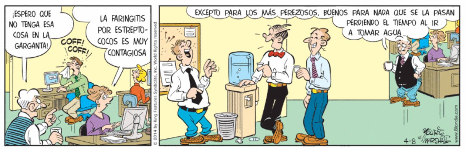 Animated cartoon OCR: EXCEPTO PARA LOS MÁS PEREZOSOSBUENOS PARA NADA QUE SE LA PASAN ESPERO QUE NO TENGA ESA COSA EN LA GARGANTA! LA FARINGITIS PERDIENDO EL TIEMPO AL IR POR ESTREPTO- COCOS ES MUY 7CONTAGIOSA A TOMAR AGUA. COFF! COFF! 4-8 RS EXCEPTO PARA LOS MÁS PEREZOSOSBUENOS PARA NADA QUE SE LA PASAN ESPERO QUE NO TENGA ESA COSA EN LA GARGANTA! LA FARINGITIS PERDIENDO EL TIEMPO AL IR POR ESTREPTO- COCOS ES MUY 7CONTAGIOSA A TOMAR AGUA. COFF! COFF! 4-8 RS