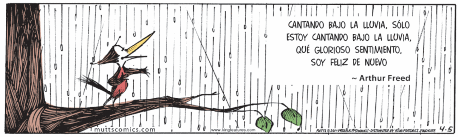 Pattern OCR: CANTANDO BAJO LA LLUVIASÓLO ESTOY CANTANDO BAJO LA LLUVIASOY FELIZ DE NUEVO - Arthur Freed Imuttscomics.com www.kingteatures.com CANTANDO BAJO LA LLUVIASÓLO ESTOY CANTANDO BAJO LA LLUVIAQUÉ GLORIOSO SENTIMIENTOSOY FELIZ DE NUEVO - Arthur Freed Imuttscomics.com www.kingteatures.com