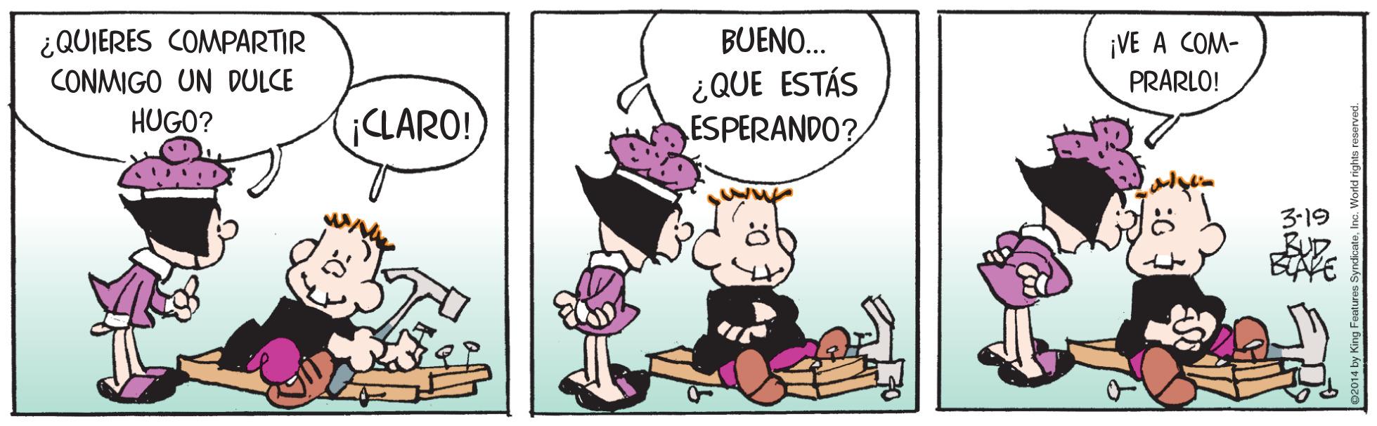 Pleased OCR: ¿QUIERES COMPARTIR CONMIGO UN DULCE BUENO... ¡VE A COM- PRARLO! ¿QUE ESTÁS ESPERANDO? HUGO? ¡CLARO! 3-19 ¿QUIERES COMPARTIR CONMIGO UN DULCE BUENO... ¡VE A COM- PRARLO! ¿QUE ESTÁS ESPERANDO? HUGO? ¡CLARO! 3-19