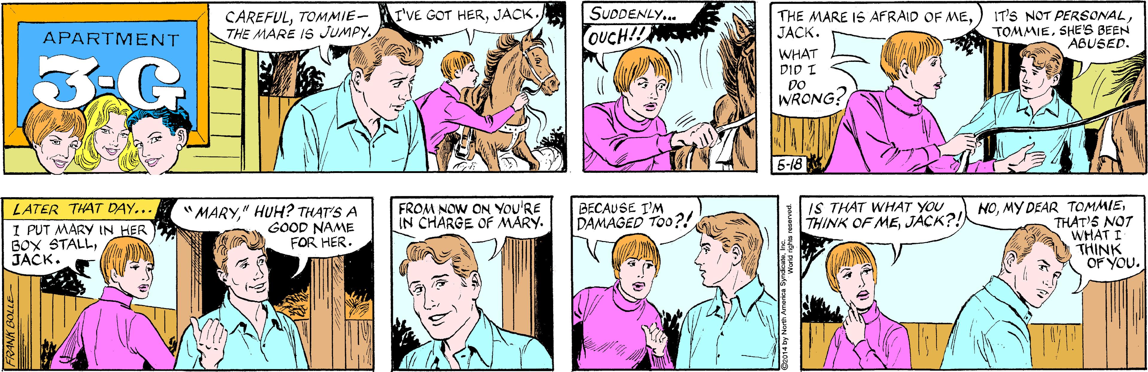 Human OCR: CAREFULJACK. THE MARE IS JUMPYSUDDENLY... APARTMENT OUCH!!H 3.G LATER THAT DAY... THE MARE IS AFRAID OF MEJACK. IT'S NOT PERSONALSHE'S BEEN ABUSED. I PUT MARY IN HER BOX STALLJACK. MARY" HUH? THAT'S A GOOD NAME FOR HER. WHAT DID I DO WRONG? 5-18 NOTHAT'S NOT WHAT I THINK OF YOU. FROM NOW ON YOU'RE IN CHARGE OF MARY. BECAUSE T'M DAMAGED TOO?! IS THAT WHAT YOU THINK OF MEJÁCK?!) FRANK BOLLE CAREFULTOMMIE- I'VE GOT HERJACK. THE MARE IS JUMPYSUDDENLY... APARTMENT OUCH!!H 3.G LATER THAT DAY... THE MARE IS AFRAID OF MEJACK. IT'S NOT PERSONALSHE'S BEEN ABUSED. I PUT MARY IN HER BOX STALLJACK. MARY" HUH? THAT'S A GOOD NAME FOR HER. WHAT DID I DO WRONG? 5-18 NOMY DEAR TOMMIETHAT'S NOT WHAT I THINK OF YOU. FROM NOW ON YOU'RE IN CHARGE OF MARY. BECAUSE T'M DAMAGED TOO?! IS THAT WHAT YOU THINK OF MEJÁCK?!) FRANK BOLLE