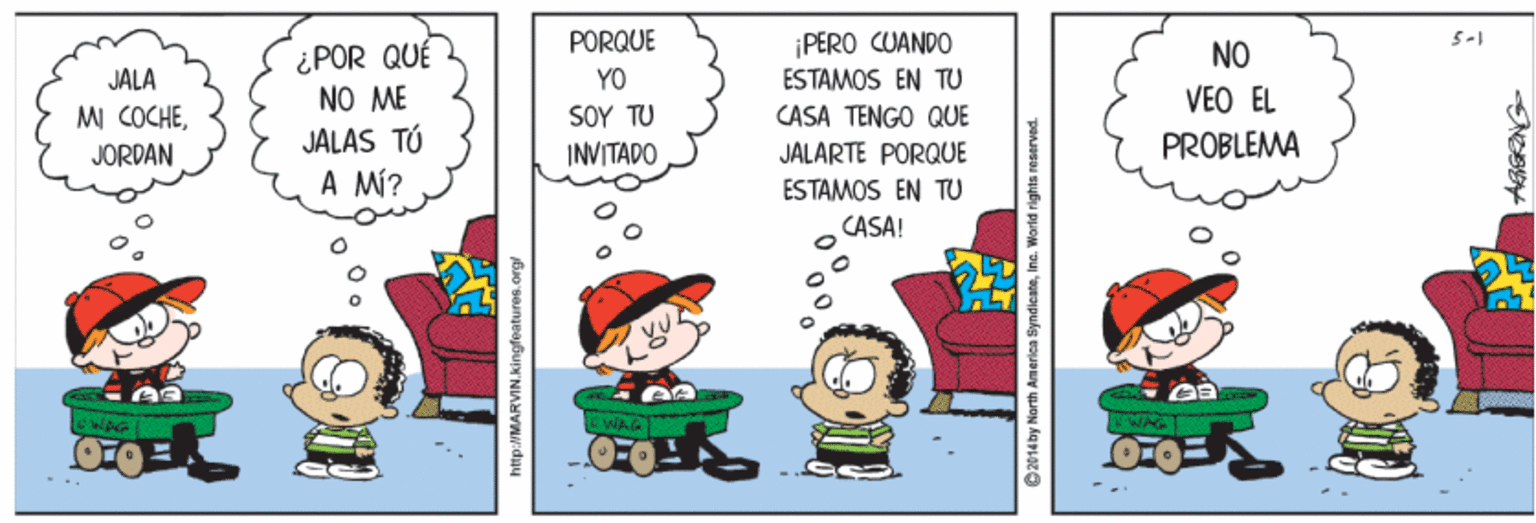 Event OCR: ¡PERO CUANDO ESTAMOS EN TU PORQUE ¿POR QUÉ NO ME JALAS TÚ A MÍ? NO JÄLA YO VEO EL PROBLEMA MI COCHESOY TU INVITADO CASA TENGO QUE JÁLÁRTE PORQUE ESTAMOS EN TU JORDAN CASA! nttp:/MARVIN.kingfeatures.org 2014 by North America SyndlesteIna. World rights reservad. ¡PERO CUANDO ESTAMOS EN TU PORQUE ¿POR QUÉ NO ME JALAS TÚ A MÍ? NO JÄLA YO VEO EL PROBLEMA MI COCHESOY TU INVITADO CASA TENGO QUE JÁLÁRTE PORQUE ESTAMOS EN TU JORDAN CASA! nttp:/MARVIN.kingfeatures.org 2014 by North America SyndlesteIna. World rights reservad.