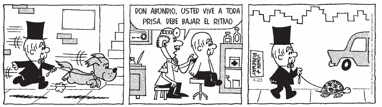Parallel OCR: DON ABUNDIOUSTED VIVE A TODA PRISA. DEBE BAJAR EL RITMO 4-23 VONES +R RIPGEWAY DON ABUNDIOUSTED VIVE A TODA PRISA. DEBE BAJAR EL RITMO 4-23 VONES +R RIPGEWAY