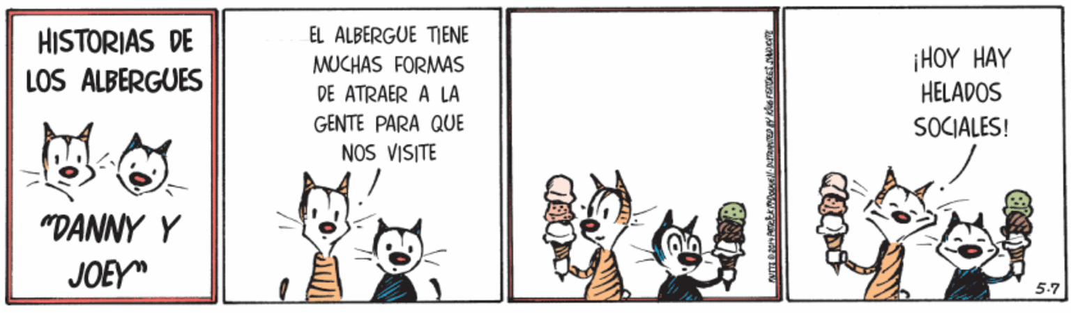 Illustration OCR: EL ÁLBERGUE TIENE HISTORIAS DE LOS ALBERGUES 1 HO? HAY HELADOS MUCHAS FORMAS DE ATRAER A LA GENTE PARA QUE SOCIALES! NOS VISITE "DANNY Y JOEY" 5.7 EL ÁLBERGUE TIENE HISTORIAS DE LOS ALBERGUES 1 HO? HAY HELADOS MUCHAS FORMAS DE ATRAER A LA GENTE PARA QUE SOCIALES! NOS VISITE "DANNY Y JOEY" 5.7