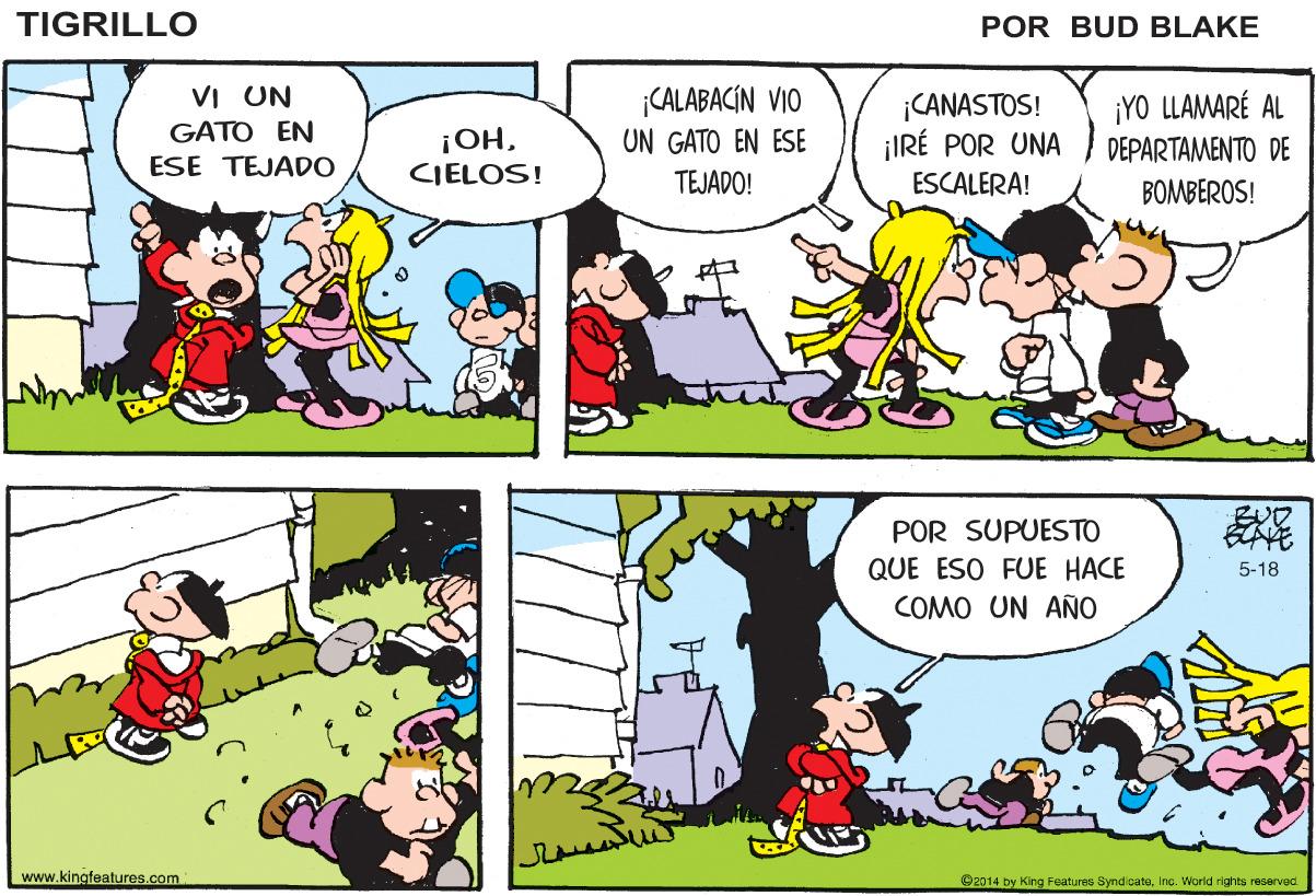 Mammal OCR: TIGRILLO POR BUD BLAKE VI UN GATO EN CALABACIN VIO UN GATO EN ESE |CANASTOS! ¡IRÉ POR UNA ¡YO LLAMARÉ AL DEPARTAMENTO DE ¡OHCIELOS! ESE TEJADO TEJADO! ESCALERA! BOMBEROS! BUD POR SUPUESTO QUE ESO FUE HACE 5-18 COMO UN AÑO www.kingteatures.com 2014 by King Features SyndicateInc. World rights resarvad TIGRILLO POR BUD BLAKE VI UN GATO EN CALABACIN VIO UN GATO EN ESE |CANASTOS! ¡IRÉ POR UNA ¡YO LLAMARÉ AL DEPARTAMENTO DE ¡OHCIELOS! ESE TEJADO TEJADO! ESCALERA! BOMBEROS! BUD POR SUPUESTO QUE ESO FUE HACE 5-18 COMO UN AÑO www.kingteatures.com 2014 by King Features SyndicateInc. World rights resarvad