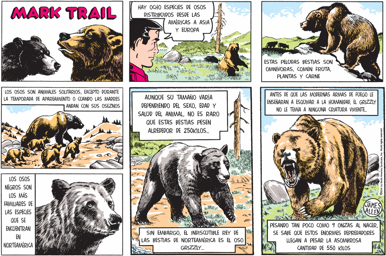 Font OCR: MARK TRAIL HAY OCHO ESPECIES DE OSOS DISTRIBUIDOS DESDE LAS AMÉRICAS A ASIA Y EUROPA ESTAS PELUDAS BESTIAS SON OMNÍVORASPLANTAS Y CARNE LOS OSOS SON ANIMALES SOLITARIOSEXCEPTO DURANTE LA TEMPORADA DE APAREAMIENTO O CUANDO LAS MADRES ANTES DE QUE LAS MODERNAS ARMAS DE FUEGO LE ENSEÑARAN A ESQUIVAR A LA HUMANIDADEL GRIZZLY AUNQUE SU TAMAÑO VARÍA DEPENDIENDO DEL SEXOEDAD Y SALUD DEL ANIMALNO ES RARO QUE ESTAS BESTIAS PESEN ANDAN CON SUS OSEZNOS NO LE TEMA A NINGUNA CRIATURA VIVIENTE. ALREDEDOR DE 250KILOS. LOS OSOS NEGROS SON LOS MÁS FAMILIARES DE JAMES ALLEN LAS ESPECIES QUE SE PESANDO TAN POCO COMO 9 ONZAS AL NACERENCUENTRAN SIN EMBARGOEL INDISCUTIBLE REY DE LAS BESTIAS DE NORTEAMÉRICA ES EL OSO SE SABE QUE ESTOS ENORMES DEPREDADORES EN LLEGAN A PESAR LA ASOMBROSA NORTEAMÉRICA GRIZZLY. CANTIDAD DE 550 KILOS MARK TRAIL HAY OCHO ESPECIES DE OSOS DISTRIBUIDOS DESDE LAS AMÉRICAS A ASIA Y EUROPA ESTAS PELUDAS BESTIAS SON OMNÍVORASCOMEN FRUTAPLANTAS Y CARNE LOS OSOS SON ANIMALES SOLITARIOSEXCEPTO DURANTE LA TEMPORADA DE APAREAMIENTO O CUANDO LAS MADRES ANTES DE QUE LAS MODERNAS ARMAS DE FUEGO LE ENSEÑARAN A ESQUIVAR A LA HUMANIDADEL GRIZZLY AUNQUE SU TAMAÑO VARÍA DEPENDIENDO DEL SEXOEDAD Y SALUD DEL ANIMALNO ES RARO QUE ESTAS BESTIAS PESEN ANDAN CON SUS OSEZNOS NO LE TEMA A NINGUNA CRIATURA VIVIENTE. ALREDEDOR DE 250KILOS. LOS OSOS NEGROS SON LOS MÁS FAMILIARES DE JAMES ALLEN LAS ESPECIES QUE SE PESANDO TAN POCO COMO 9 ONZAS AL NACERENCUENTRAN SIN EMBARGOEL INDISCUTIBLE REY DE LAS BESTIAS DE NORTEAMÉRICA ES EL OSO SE SABE QUE ESTOS ENORMES DEPREDADORES EN LLEGAN A PESAR LA ASOMBROSA NORTEAMÉRICA GRIZZLY. CANTIDAD DE 550 KILOS
