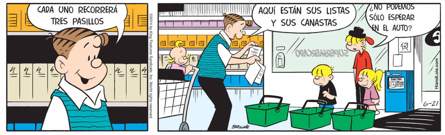 Drawing OCR: NO PODEMOS SÓLO ESPERAR EN EL AUTO? CADA UNO RECORRERÁ AQUÍ ESTÁN SUS LISTAS Y SUS CANASTAS TRES PASILLOS '6-21 NO PODEMOS SÓLO ESPERAR EN EL AUTO? CADA UNO RECORRERÁ AQUÍ ESTÁN SUS LISTAS Y SUS CANASTAS TRES PASILLOS '6-21