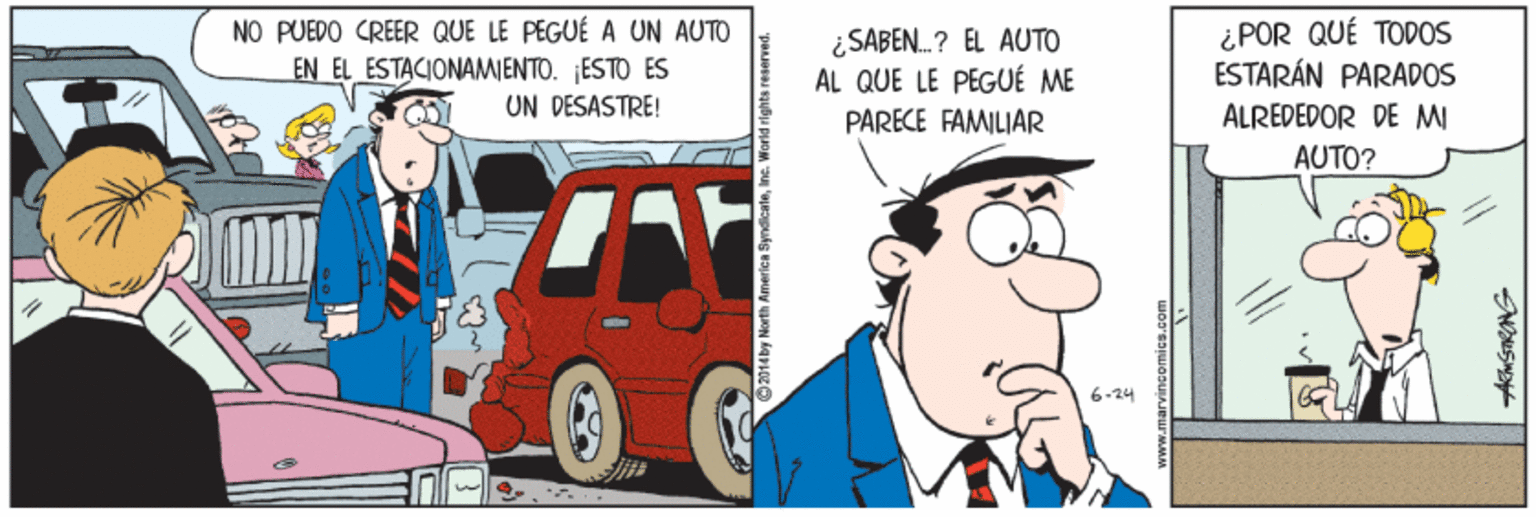 Happy OCR: NO PUEDO CREER QUE LE PEGUÉ A UN AUTO EN EL ESTACIONAMIENTO. ESTO ES UN DESASTRE! ¿ SABEN.? EL AUTO AL QUE LE PEGUÉ ME ¿POR QUÉ TODOS ESTARÁN PARADOS PARECE FAMILIAR ALREDEDOR DE MI AUTO? 6-24 NO PUEDO CREER QUE LE PEGUÉ A UN AUTO EN EL ESTACIONAMIENTO. ESTO ES UN DESASTRE! ¿ SABEN.? EL AUTO AL QUE LE PEGUÉ ME ¿POR QUÉ TODOS ESTARÁN PARADOS PARECE FAMILIAR ALREDEDOR DE MI AUTO? 6-24