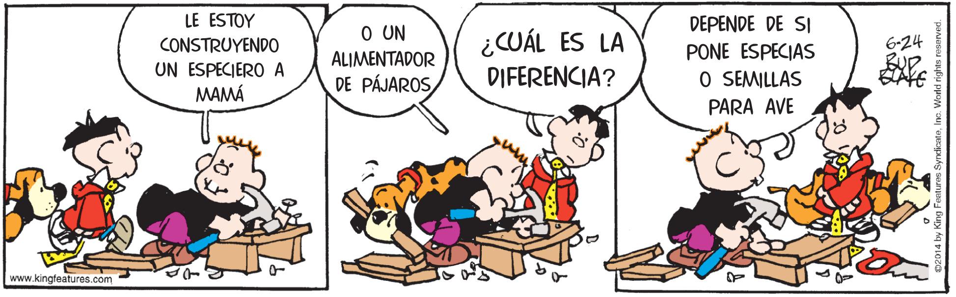 Illustration OCR: LE ESTOY DEPENDE DE SI O UN ALIMENTADOR DE PÁJAROS¿CUÁL ES LA CONSTRUYENDO 6-24 PONE ESPECIAS O S EMILLAS UN ESPECIERO A DIFERENCIA? MAMÁ PARA AVE www.kingfeatures.com LE ESTOY DEPENDE DE SI O UN ALIMENTADOR DE PÁJAROS¿CUÁL ES LA CONSTRUYENDO 6-24 PONE ESPECIAS O S EMILLAS UN ESPECIERO A DIFERENCIA? MAMÁ PARA AVE www.kingfeatures.com