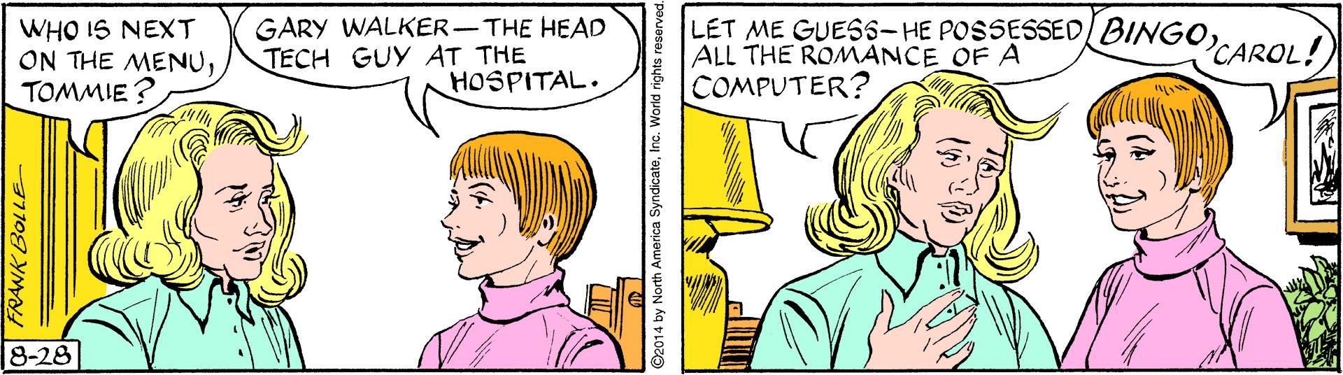 Sharing OCR: WHO IS NEXT ON THE MENUTOMMIE? GARY WALKER-THE HEAD TECH GUY AT THE HOSPITAL. LET ME GUESS-HE POSSESSEDI BINGOALL THE ROMANCE OF A COMPUTER? CAROL! 8-28 RAWK BOL LE WHO IS NEXT ON THE MENUTOMMIE? GARY WALKER-THE HEAD TECH GUY AT THE HOSPITAL. LET ME GUESS-HE POSSESSEDI BINGOALL THE ROMANCE OF A COMPUTER? CAROL! 8-28 RAWK BOL LE
