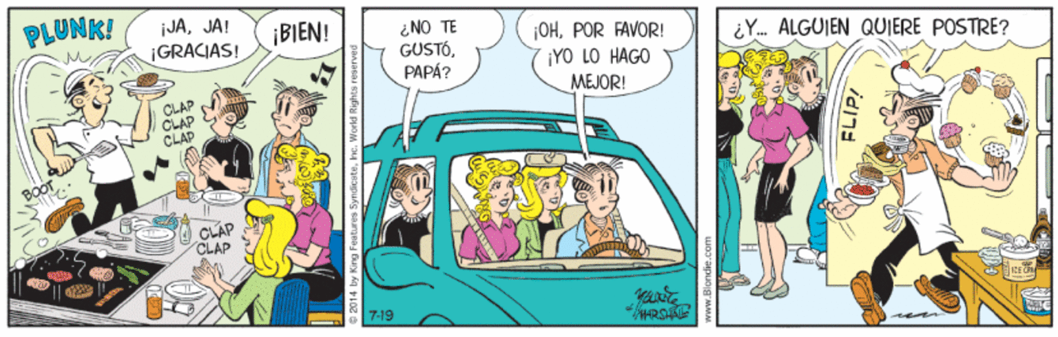 Happy OCR: PLUNK! ¡JAJA! ¡GRACIAS! BIEN! ¿NO TE GUSTÓPAPÁ? OHPOR FAVOR! ¿Y. ALGUJEN QUIERE POSTRE? ¡YO LO HAGO CLAP CLAP CLAP MEJOR! Boor CLAP CLAP 7-19 FLIPI PLUNK! ¡JAJA! ¡GRACIAS! BIEN! ¿NO TE GUSTÓPAPÁ? OHPOR FAVOR! ¿Y. ALGUJEN QUIERE POSTRE? ¡YO LO HAGO CLAP CLAP CLAP MEJOR! Boor CLAP CLAP 7-19 FLIPI