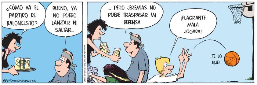 Art OCR: ¿CÓMO VA EL PARTIDO DE BALONCESTO? PERO JEREMÍAS NO BUENOYA NO PUEDO PUEDE TRASPASAR MI ¡FLAGRANTE DEFENSA LANZAR NI SALTAR. MALA JUGADA! ¡TE LO DIJE! ¿CÓMO VA EL PARTIDO DE BALONCESTO? PERO JEREMÍAS NO BUENOYA NO PUEDO PUEDE TRASPASAR MI ¡FLAGRANTE DEFENSA LANZAR NI SALTAR. MALA JUGADA! ¡TE LO DIJE!