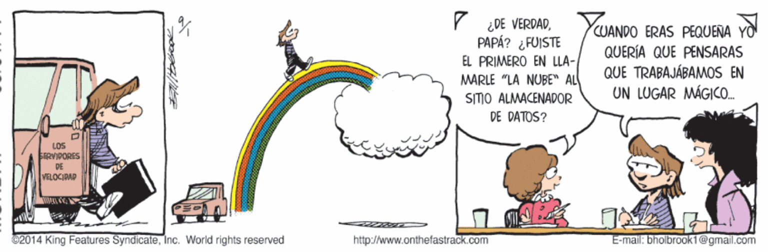 Slope OCR: V ¿DE VERDADPAPÁ? ¿FUISTE EL PRIMERO EN LLA- MARLE "LA NUBE" AL CUANDO ERAS PEQUEÑA QUERÍA QUE PENSARAS QUE TRABAJÁBAMOS EN UN LUGAR MÁGICO. SITIO ALMACENADOR DE DATOS? LOS SERVIPORES DE VELOCIPAP ©2014 King Features SyndicateInc. World rights reserved http://www.onthefastrack.com E-mail: bholbrook1@gmail.com V ¿DE VERDADPAPÁ? ¿FUISTE EL PRIMERO EN LLA- MARLE "LA NUBE" AL CUANDO ERAS PEQUEÑA QUERÍA QUE PENSARAS QUE TRABAJÁBAMOS EN UN LUGAR MÁGICO. SITIO ALMACENADOR DE DATOS? LOS SERVIPORES DE VELOCIPAP ©2014 King Features SyndicateInc. World rights reserved http://www.onthefastrack.com E-mail: bholbrook1@gmail.com