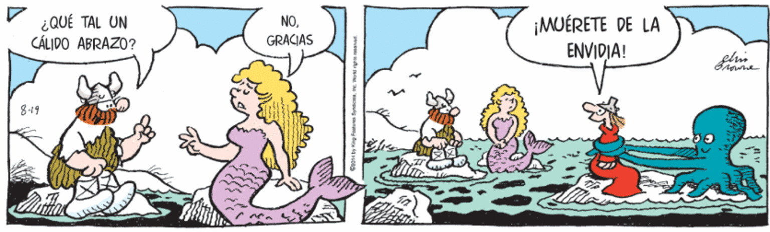 Line OCR: ¿QUÉ TAL UN CÁLIDO ABRAZO? ¡MUÉRETE DE LA ENVIDIA! NOGRACIAS 8-19 ¿QUÉ TAL UN CÁLIDO ABRAZO? ¡MUÉRETE DE LA ENVIDIA! NOGRACIAS 8-19
