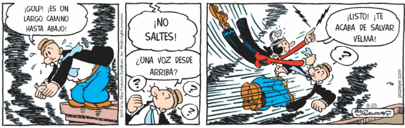 Ball OCR: ¡GULP! ¡ES UN LARGO CAMINO HASTA ABAJO! ¡LISTO! TE ¡NO SALTES! ACABA DE SALVAR VELMA! ¿UNA VOZ DESDE ARRIBA? 8-23 ¡GULP! ¡ES UN LARGO CAMINO HASTA ABAJO! ¡LISTO! TE ¡NO SALTES! ACABA DE SALVAR VELMA! ¿UNA VOZ DESDE ARRIBA? 8-23