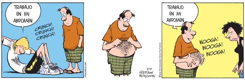 Pattern OCR: TRABAJO EN MI ABDOMEN TRABAJO CRUNCH! CRUNCH! CRUNCH! EN M ABDOMEN WOOGA! WOOGA! WOOGA! TRABAJO EN MI ABDOMEN TRABAJO CRUNCH! CRUNCH! CRUNCH! EN M ABDOMEN WOOGA! WOOGA! WOOGA!