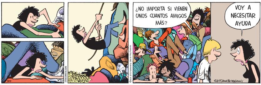 Illustration OCR: ¿NO IMPORTA SI VIENEN UNOS CUANTOS AMGOS MÁS? ?O? ? NECESITAR AYUDA ¿NO IMPORTA SI VIENEN UNOS CUANTOS AMGOS MÁS? ?O? ? NECESITAR AYUDA