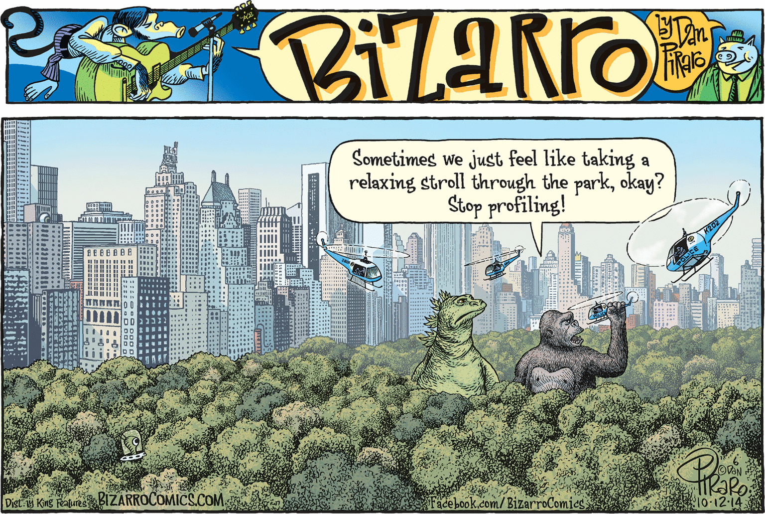 Grass OCR: Sometimes we just feel like taking a relaxing stroll through the parkokay? Stop profiling! OVAN Dist King FeaturesBIZARROCOMICS.COM. Facebook.com/BizarroComics 10-12-14. Sometimes we just feel like taking a relaxing stroll through the parkokay? Stop profiling! OVAN Dist King FeaturesBIZARROCOMICS.COM. Facebook.com/BizarroComics 10-12-14.