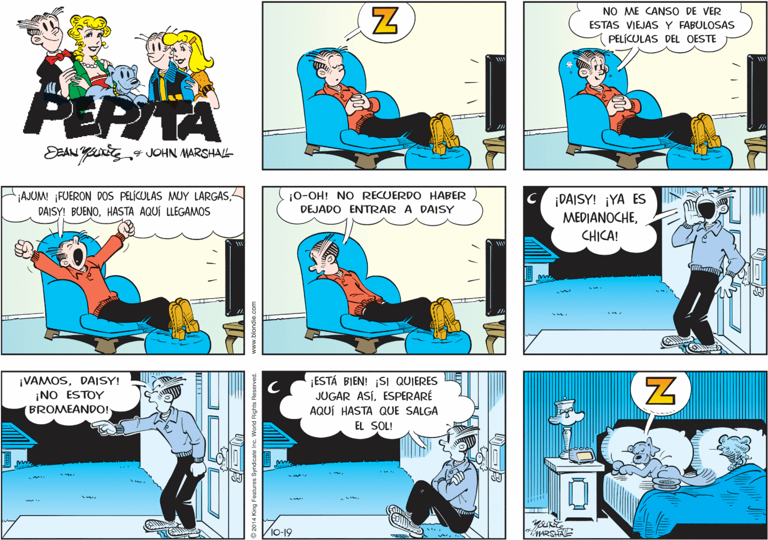Azure OCR: NO ME CANSO DE VER ESTAS VIEJAS Y FABULOSAS PELÍCULAS DEL OESTE PEPTA EEAN 4 JOHN MARSHALL ¡AJUM! FUERON DOS PELÍCULAS MUY LARGASHASTA AQUÍ LLEGAMOS ¡0-OH! NO RECUERDO HABER DEJADO ENTRAR A DAISY ¡DAISY! ¡YA ES MEDIANOC? ? CHICA! ¡VAMOSDAISY! ¡NO ESTOY (BROMEANDO! ¡ESTÁ BIEN! SI QUIERES JUGAR ASÍESPERARÉ AQUÍ HASTA QUE SALGA EL SOL! 10-19 *MARSHA IN 014 King Foatures Syndicate Inc. World Rig NO ME CANSO DE VER ESTAS VIEJAS Y FABULOSAS PELÍCULAS DEL OESTE PEPTA EEAN 4 JOHN MARSHALL ¡AJUM! FUERON DOS PELÍCULAS MUY LARGASDAISY! BUENOHASTA AQUÍ LLEGAMOS ¡0-OH! NO RECUERDO HABER DEJADO ENTRAR A DAISY ¡DAISY! ¡YA ES MEDIANOC? ? CHICA! ¡VAMOSDAISY! ¡NO ESTOY (BROMEANDO! ¡ESTÁ BIEN! SI QUIERES JUGAR ASÍESPERARÉ AQUÍ HASTA QUE SALGA EL SOL! 10-19 *MARSHA IN 014 King Foatures Syndicate Inc. World Rig