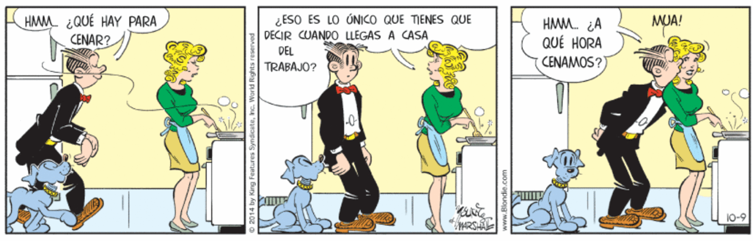 Illustration OCR: HAMM ¿QUÉ HAY PARA CENAR? ESO ES LO ÚNICO QUE TIENES QUE DECIR CUANDO LLEGAS A CASA HMM. ¿A QUÉ HORA MUA! DEL TRABAJO? CENAMOS?) 10-9 WRSAL 2014 by King Feat HAMM ¿QUÉ HAY PARA CENAR? ESO ES LO ÚNICO QUE TIENES QUE DECIR CUANDO LLEGAS A CASA HMM. ¿A QUÉ HORA MUA! DEL TRABAJO? CENAMOS?) 10-9 WRSAL 2014 by King Feat