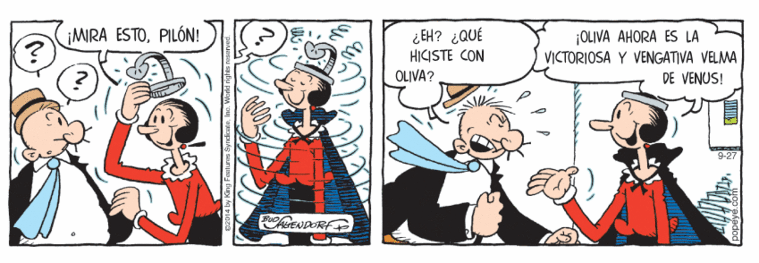 Sharing OCR: ¿EH? ¿QUÉ HICISTE CON OLIVA? ¡OLIVA AHORA ES LA VICTORIOSA Y VENGATIVA VELMA ¡MRA ESTOPILÓN! DE VENUS! GENDORF ¿EH? ¿QUÉ HICISTE CON OLIVA? ¡OLIVA AHORA ES LA VICTORIOSA Y VENGATIVA VELMA ¡MRA ESTOPILÓN! DE VENUS! GENDORF