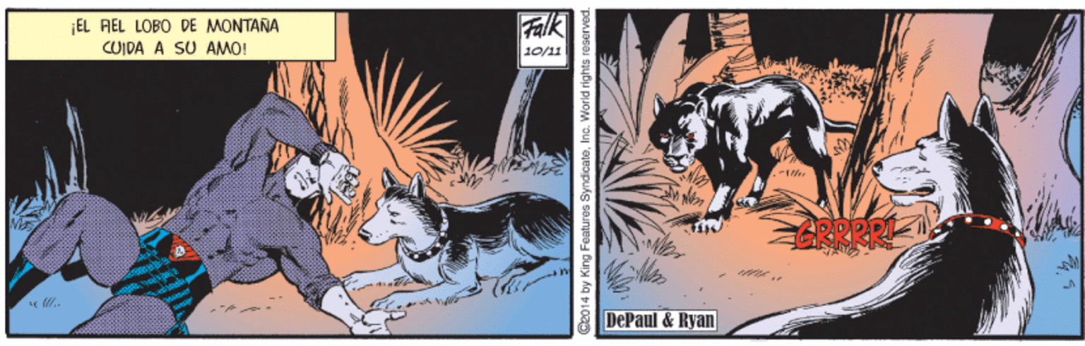 Comics OCR: ¡EL AEL LOBO DE MONTANA CUIDA A SU AMO! Falk 10/11 DePaul & Ryan C2014 by King Features SyndicateInc. World rights reserved. ¡EL AEL LOBO DE MONTANA CUIDA A SU AMO! Falk 10/11 DePaul & Ryan C2014 by King Features SyndicateInc. World rights reserved.