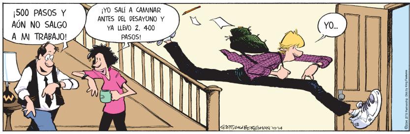 Illustration OCR: ¡500 PASOS Y AÚN NO SALGO A M TRABAJO! ¡YO SALI A CAMINAR ANTES DEL DESAYUNO Y YA LLEVO 2400 YO. PASOS! ¡500 PASOS Y AÚN NO SALGO A M TRABAJO! ¡YO SALI A CAMINAR ANTES DEL DESAYUNO Y YA LLEVO 2400 YO. PASOS!