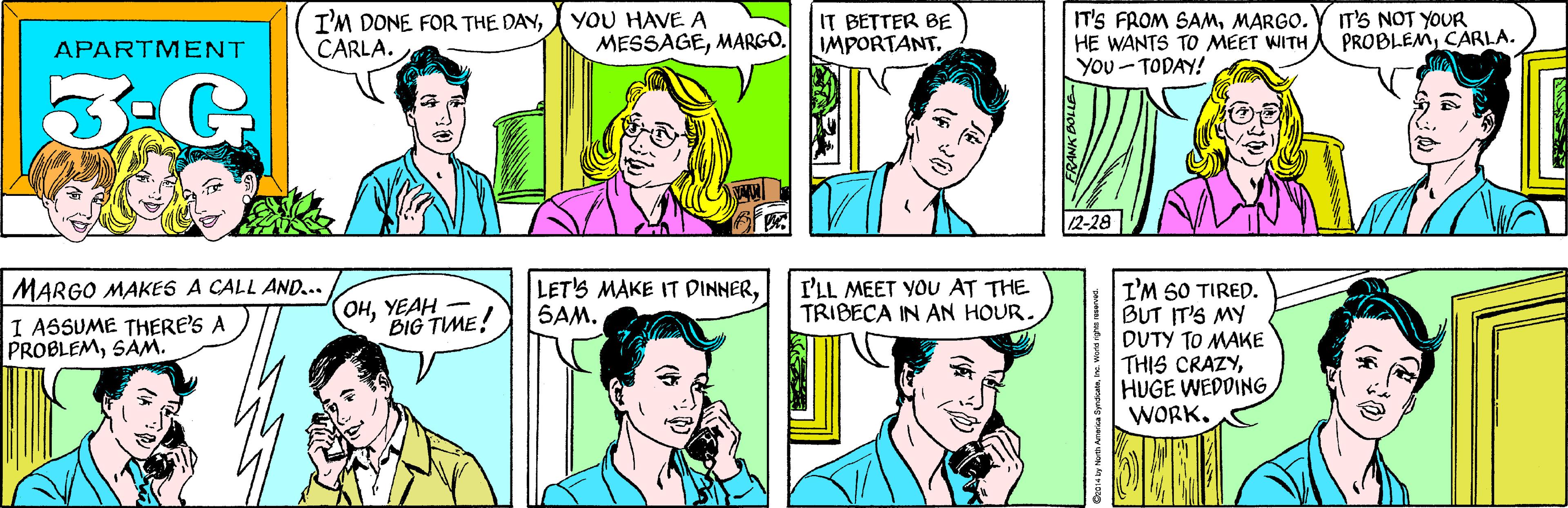 Human OCR: I'M DONE FOR THE DAYCARLA. YOU HAVE A MESSAGEMARGO. IT BETTER BE IMPORTANTAPARTMENT 3.G IT'S FROM SAMMARGO. HE WANTS TO MEET WITHYOU-TODAY! | MARGO MAKES A CALL AND... I ASSUME THERE'S A PROBLEMSÄM. IT'S NOT YOUR PROBLEMCARLA. ?????? BIG TME! 12-28 LET'S MAKE IT DINNERSAM. I'LL MEET YOU AT THE TRIBECA IN AN HOUR. I'M SO TIRED. BUT IT'S MY DUTY TO MAKE THIS CRAZYHUGE WEDDING WORK. I'M DONE FOR THE DAYCARLA. YOU HAVE A MESSAGEMARGO. IT BETTER BE IMPORTANTAPARTMENT 3.G IT'S FROM SAMMARGO. HE WANTS TO MEET WITHYOU-TODAY! | MARGO MAKES A CALL AND... I ASSUME THERE'S A PROBLEMSÄM. IT'S NOT YOUR PROBLEMCARLA. ?????? BIG TME! 12-28 LET'S MAKE IT DINNERSAM. I'LL MEET YOU AT THE TRIBECA IN AN HOUR. I'M SO TIRED. BUT IT'S MY DUTY TO MAKE THIS CRAZYHUGE WEDDING WORK.