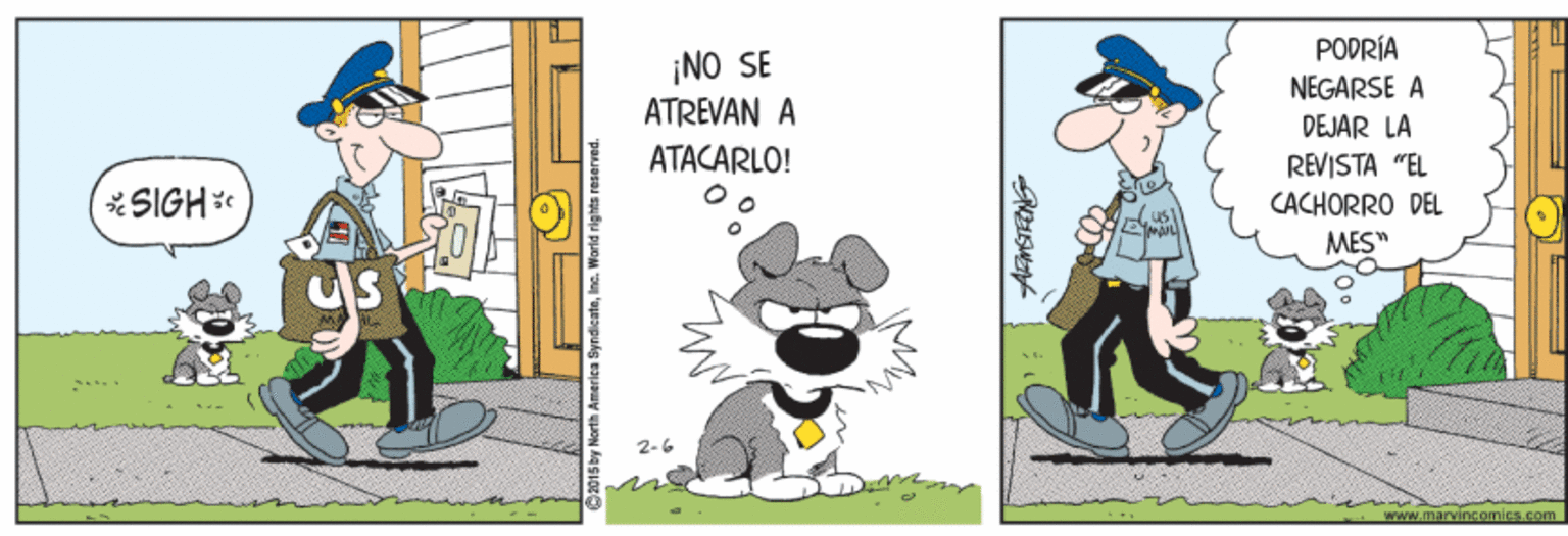 Drawing OCR: PODRÍA ¡NO SE ATREVAN A ATACARLO! NEGARSE A DEJAR LA REVISTA "EL *SIGHe CACHORRO DEL MES" W.marvinConics.com PODRÍA ¡NO SE ATREVAN A ATACARLO! NEGARSE A DEJAR LA REVISTA "EL *SIGHe CACHORRO DEL MES" W.marvinConics.com