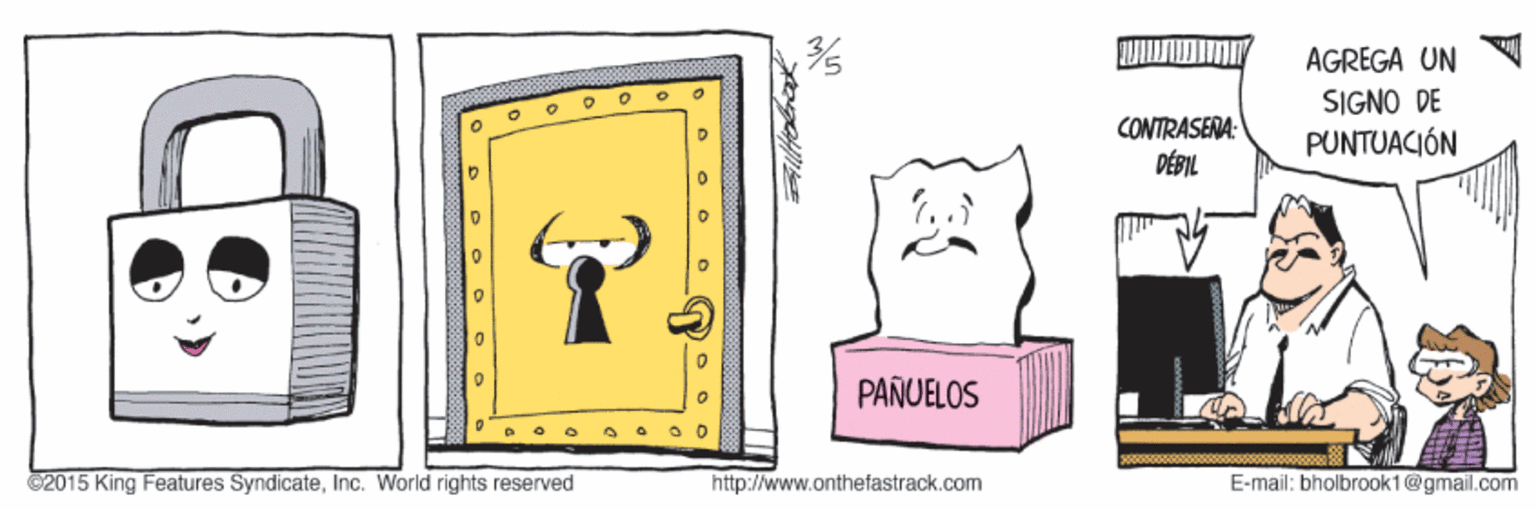 Parallel OCR: AGREGA UN SIGNO DE PUNTUACIÓN CONTRASENA: DÉBIL PAÑUELOS 2015 King Features SyndicateInc. World rights reserved http://www.onthefastrack.com E-mail: bholbrook1@gmail.com AGREGA UN SIGNO DE PUNTUACIÓN CONTRASENA: DÉBIL PAÑUELOS 2015 King Features SyndicateInc. World rights reserved http://www.onthefastrack.com E-mail: bholbrook1@gmail.com