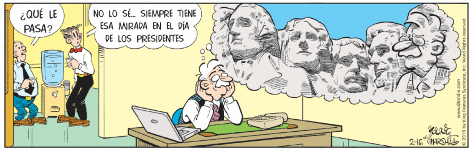 Organism OCR: ¿QUÉ LE PASA? NO LO SÉ. SJEMPRE TIENE ESA MIRADA EN EL DÍA DE LOS PRESIDENTES 2-16 7MARSHL ¿QUÉ LE PASA? NO LO SÉ. SJEMPRE TIENE ESA MIRADA EN EL DÍA DE LOS PRESIDENTES 2-16 7MARSHL