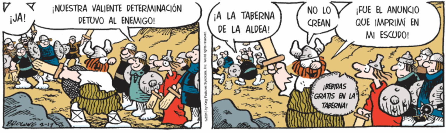 Illustration OCR: ¡NUESTRA VALIENTE DETERMINACIÓN DETUVO AL ENEMIGO! NO LO ¡A LA TABERNA DE LA ALDEA! ¡FUE EL ANUNCIO QUE IMPRIMÍ EN JA! CREAN MI ESCUDO! BERIDAS GRATIS EN LA TABERNA! ¡NUESTRA VALIENTE DETERMINACIÓN DETUVO AL ENEMIGO! NO LO ¡A LA TABERNA DE LA ALDEA! ¡FUE EL ANUNCIO QUE IMPRIMÍ EN JA! CREAN MI ESCUDO! BERIDAS GRATIS EN LA TABERNA!
