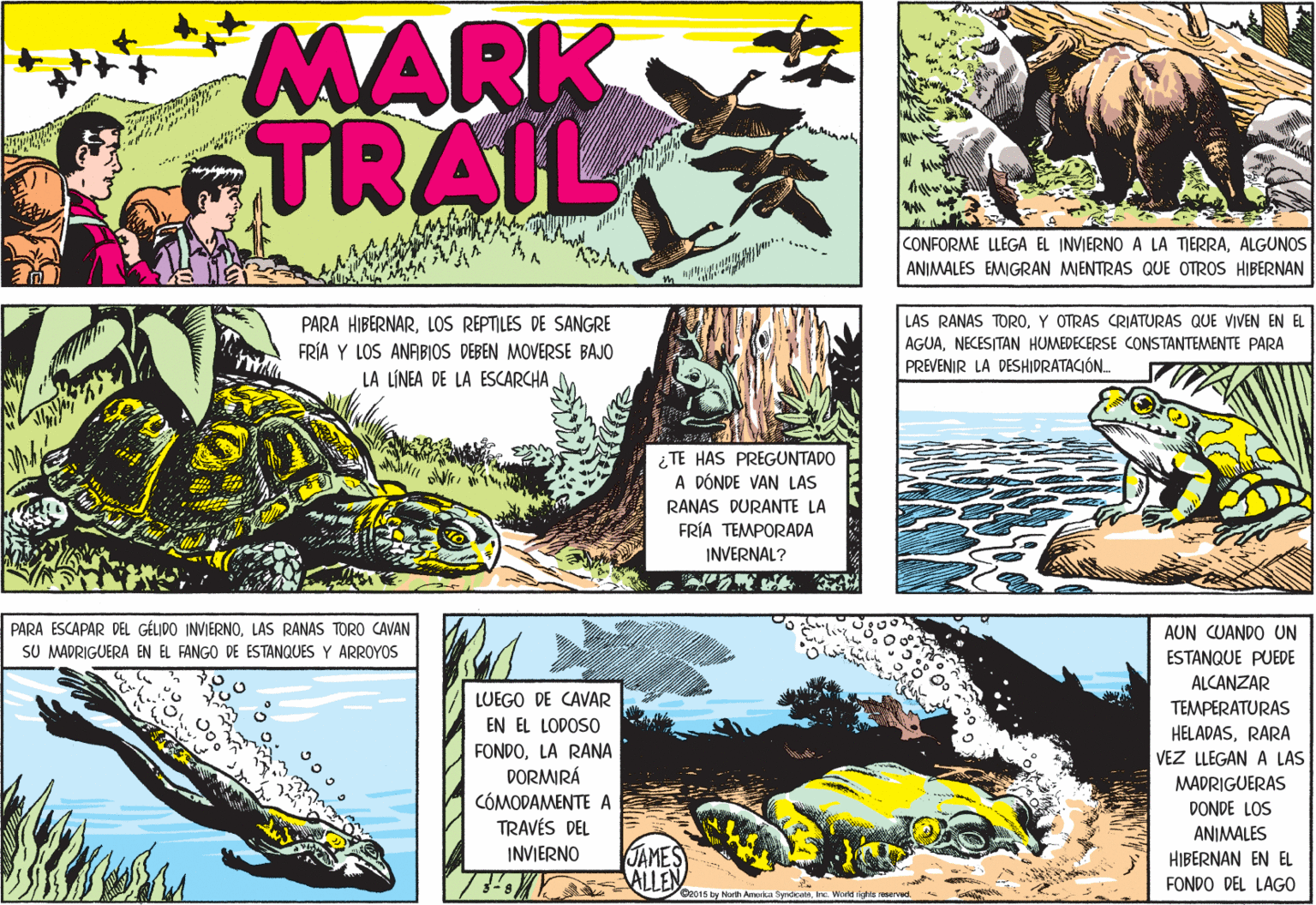 Terrestrial plant OCR: MARK TRAIL CONFORME LLEGA EL INVIERNO A LA TIERRAALGUNOS ANIMALES EMIGRAN MIENTRAS QUE OTROS HIBERNAN LAS RANAS TOROY OTRAS CRIATURAS QUE VIVEN EN EL PARA HIBERNARLOS REPTILES DE SANGRE FRÍA Y LOS ANABIOS DEBEN MOVERSE BAJO LA LÍNEA DE LA ESCARCHA AGUANECESITAN HUMEDECERSE CONSTANTEMENTE PARA PREVENIR LA DESHIDRATACIÓN. iTE HAS PREGUNTADO A DÓNDE VAN LAS RANAS DURANTE LA FRÍA TEMPORADA INVERNAL? PARA ESCAPAR DEL GÉLIDO INVIERNOLAS RANAS TORO CAVAN SU MADRIGUERA EN EL FANGO DE ESTANQUES Y ARROYOS AUN CUANDO UN ESTANQUE PUEDE ALCANZAR LUEGO DE CAVAR TEMPERATURAS EN EL LODOSO HELADASRARA VEZ LLEGAN A LAS FONDOLA RANA DORMIRÁ CÓMODAMENTE A TRAVÉS DEL MADRIGUERAS DONDE LOS ANIMALES JAMES ALLEN INVIERNO HIBERNAN EN EL FONDO DEL LAGO Ce015 ty Narth Aeka SdcatsInc. Woed iis seved. MARK TRAIL CONFORME LLEGA EL INVIERNO A LA TIERRAALGUNOS ANIMALES EMIGRAN MIENTRAS QUE OTROS HIBERNAN LAS RANAS TOROY OTRAS CRIATURAS QUE VIVEN EN EL PARA HIBERNARLOS REPTILES DE SANGRE FRÍA Y LOS ANABIOS DEBEN MOVERSE BAJO LA LÍNEA DE LA ESCARCHA AGUANECESITAN HUMEDECERSE CONSTANTEMENTE PARA PREVENIR LA DESHIDRATACIÓN. iTE HAS PREGUNTADO A DÓNDE VAN LAS RANAS DURANTE LA FRÍA TEMPORADA INVERNAL? PARA ESCAPAR DEL GÉLIDO INVIERNOLAS RANAS TORO CAVAN SU MADRIGUERA EN EL FANGO DE ESTANQUES Y ARROYOS AUN CUANDO UN ESTANQUE PUEDE ALCANZAR LUEGO DE CAVAR TEMPERATURAS EN EL LODOSO HELADASRARA VEZ LLEGAN A LAS FONDOLA RANA DORMIRÁ CÓMODAMENTE A TRAVÉS DEL MADRIGUERAS DONDE LOS ANIMALES JAMES ALLEN INVIERNO HIBERNAN EN EL FONDO DEL LAGO Ce015 ty Narth Aeka SdcatsInc. Woed iis seved.