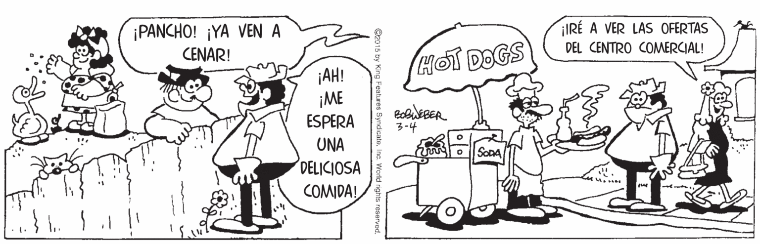 Art OCR: ¡IRÉ A VER LAS OFERTAS ¡PANCHO! ¡YA VEN A CENAR! DEL CENTRO COMERCIAL! HOT DOGS ¡AH! ¡ME ESPERA 3-4 UNA SonA DELICIOSA COMIDA! ¡IRÉ A VER LAS OFERTAS ¡PANCHO! ¡YA VEN A CENAR! DEL CENTRO COMERCIAL! HOT DOGS ¡AH! ¡ME ESPERA 3-4 UNA SonA DELICIOSA COMIDA!