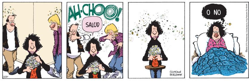 Drawing OCR: AHCHOO! O NO SALUD 2/20 AHCHOO! O NO SALUD 2/20