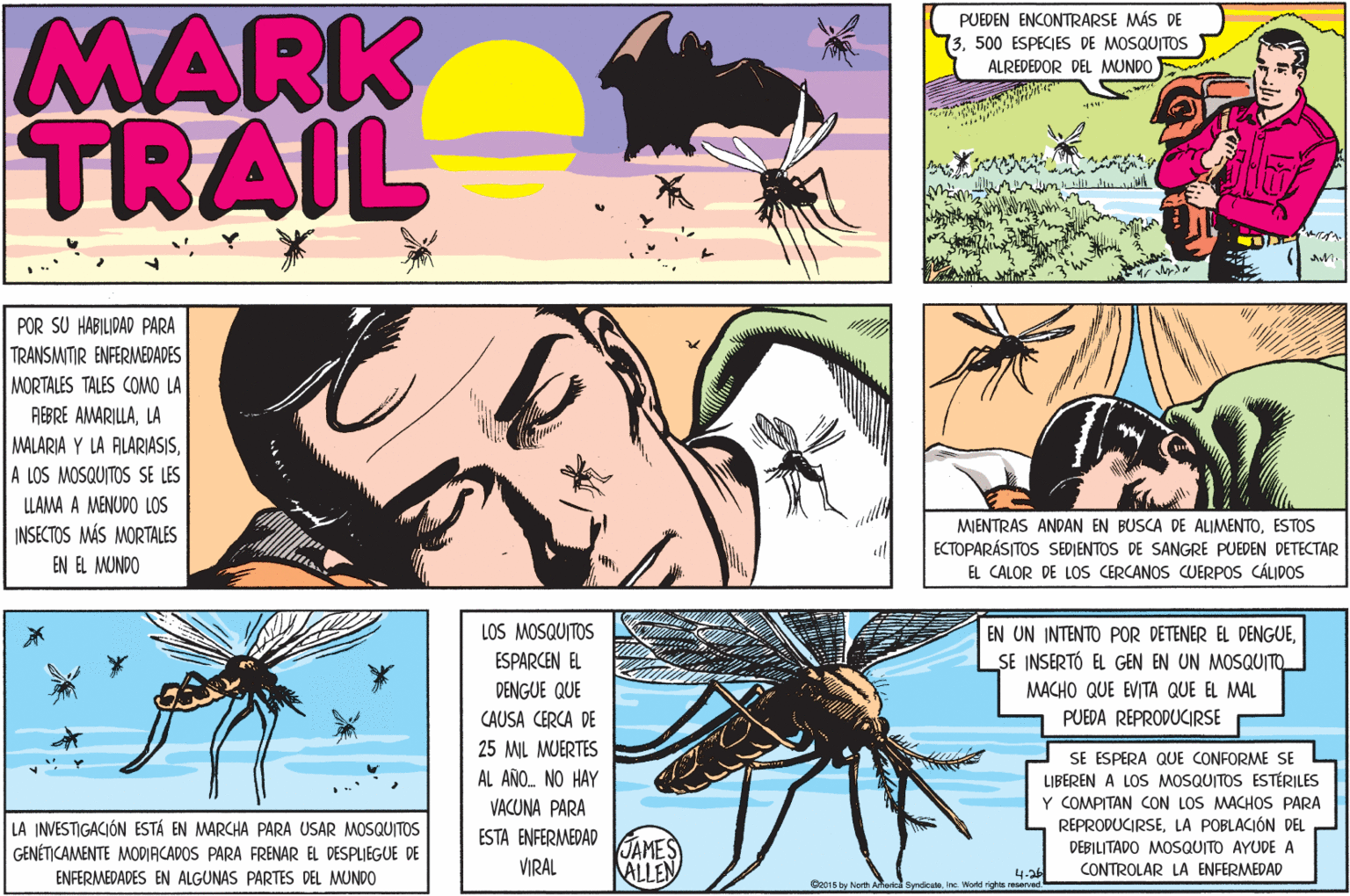 Line OCR: MARK TRAIL PUEDEN ENCONTRARSE MÁS DE 73500 ESPECIES DE MOSQUITOS ALREDEDOR DEL MUNDO POR SU HABILIDAD PARA TRANSMITIR ENFERMEDADES MORTALES TALES COMO LA REBRE AMARILLALA MALARIA Y LA ALARIASISA LOS MOSQUITOS SE LES LLAMA A MENUDO LOS MIENTRAS ANDAN EN BUSCA DE ALIMENTOESTOS ECTOPARÁS TOS SEDIENTOS DE SANGRE PUEDEN DETECTAR EL CALOR DE LOS CERCANOS CUERPOS CÁLIDOS INSECTOS MÁS MORTALES EN EL MUNDO LOS MOSQUITOS EN UN INTENTO POR DETENER EL DENGUESE INSERTÓ EL GEN EN UN MOSQUITO ESPARCEN EL DENGUE QUE CAUSA CERCA DE MACHO QUE EVITA QUE EL MAL PUEDA REPRODUCIRSE 25 MIL MUERTES AL AÑO. NO HAY SE ESPERA QUE CONFORME SE LIBEREN A LOS MOSQUITOS ESTÉRILES Y COMPITAN CON LOS MACHOS PARA REPRODUCIRSELA POBLACIÓN DEL DEBILITADO MOSQUITO AYUDE A CONTROLAR LA ENFERMEDAD VACUNA PARA LA INVESTIGACIÓN ESTÁ EN MARCHA PARA USAR MOSQUITOS GENÉTICAMENTE MODIACADOS PARA FRENAR EL DESPLIEGUE DE ESTA ENFERMEDAD JAMES ALLEN VIRAL ENFERMEDADES EN ALGUNAS PARTES DEL MUNDO Oz015 by Nerth Aari Syndesto. ino. Mord MARK TRAIL PUEDEN ENCONTRARSE MÁS DE 73500 ESPECIES DE MOSQUITOS ALREDEDOR DEL MUNDO POR SU HABILIDAD PARA TRANSMITIR ENFERMEDADES MORTALES TALES COMO LA REBRE AMARILLALA MALARIA Y LA ALARIASISA LOS MOSQUITOS SE LES LLAMA A MENUDO LOS MIENTRAS ANDAN EN BUSCA DE ALIMENTOESTOS ECTOPARÁS TOS SEDIENTOS DE SANGRE PUEDEN DETECTAR EL CALOR DE LOS CERCANOS CUERPOS CÁLIDOS INSECTOS MÁS MORTALES EN EL MUNDO LOS MOSQUITOS EN UN INTENTO POR DETENER EL DENGUESE INSERTÓ EL GEN EN UN MOSQUITO ESPARCEN EL DENGUE QUE CAUSA CERCA DE MACHO QUE EVITA QUE EL MAL PUEDA REPRODUCIRSE 25 MIL MUERTES AL AÑO. NO HAY SE ESPERA QUE CONFORME SE LIBEREN A LOS MOSQUITOS ESTÉRILES Y COMPITAN CON LOS MACHOS PARA REPRODUCIRSELA POBLACIÓN DEL DEBILITADO MOSQUITO AYUDE A CONTROLAR LA ENFERMEDAD VACUNA PARA LA INVESTIGACIÓN ESTÁ EN MARCHA PARA USAR MOSQUITOS GENÉTICAMENTE MODIACADOS PARA FRENAR EL DESPLIEGUE DE ESTA ENFERMEDAD JAMES ALLEN VIRAL ENFERMEDADES EN ALGUNAS PARTES DEL MUNDO Oz015 by Nerth Aari Syndesto. ino. Mord
